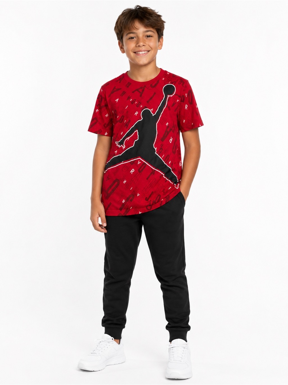 Jordan Boys Red Jumpman All-Over Print T-Shirt Size Large 12–13 Years